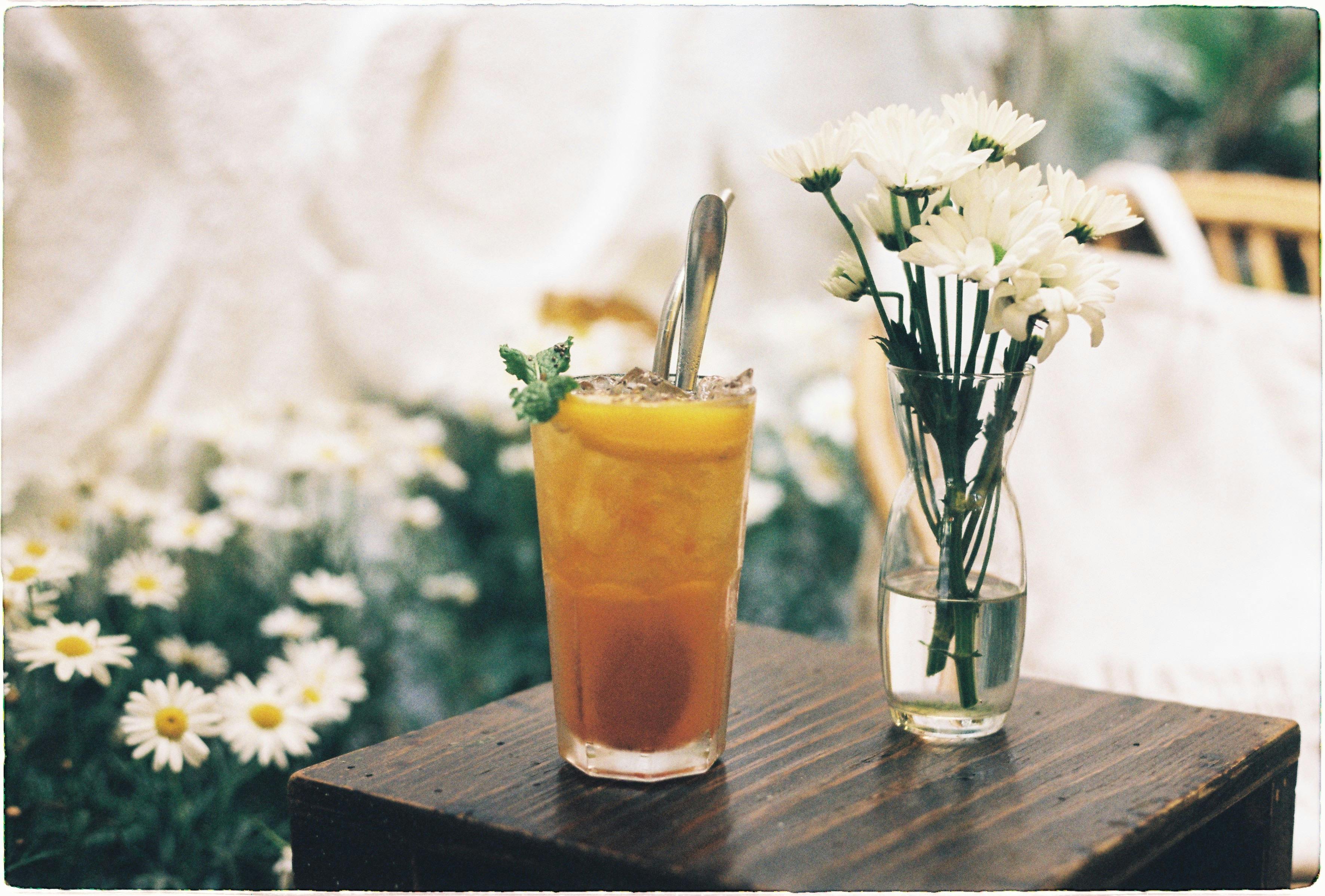 Cold juicy beverage on a table