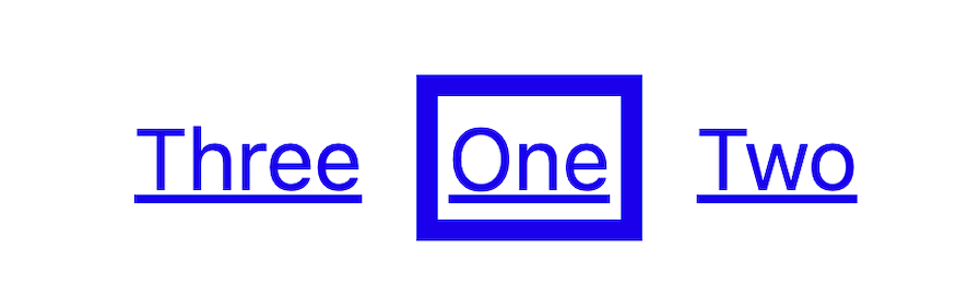 The same list as before, but now the visual order is: Three, One, Two.