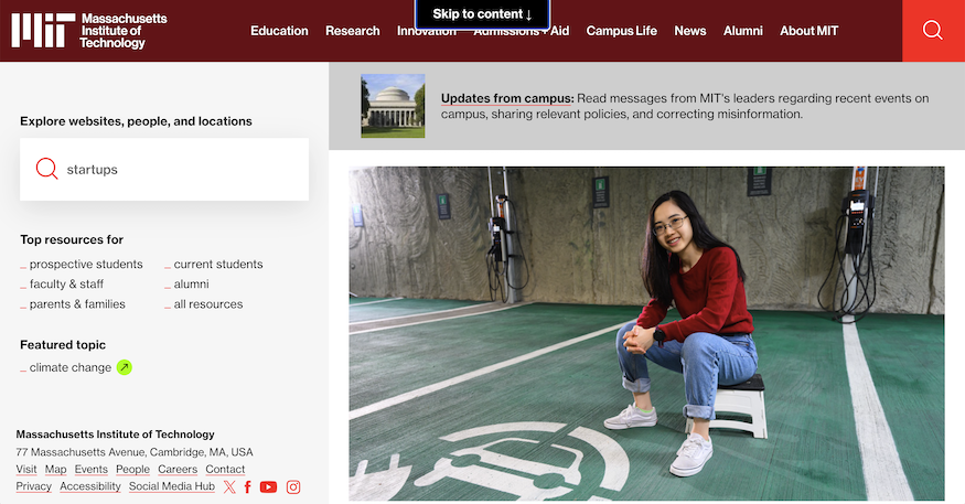 mit.edu homepage