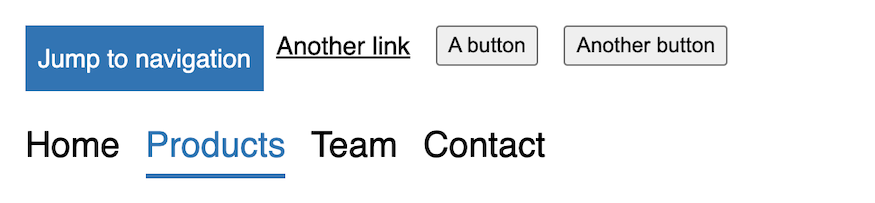 Same demo as before but now a “Jump to navigation” link overlays the links.