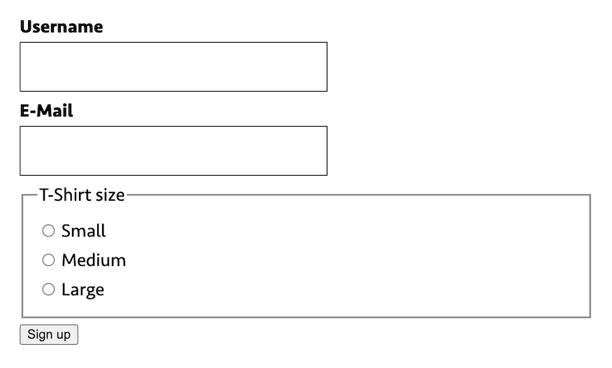 Two text inputs followed by a fieldset